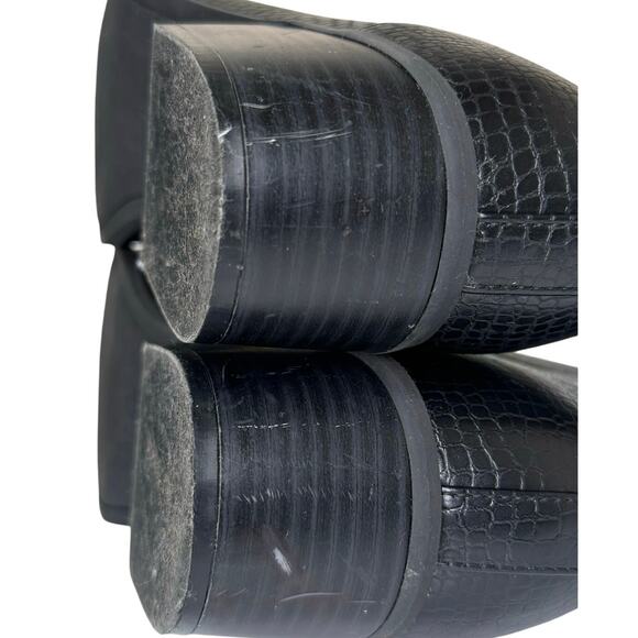 Old Navy Black Faux Snakeskin Ankle Booties Chelsea Style Block Heel Size 9 - Picture 5 of 5